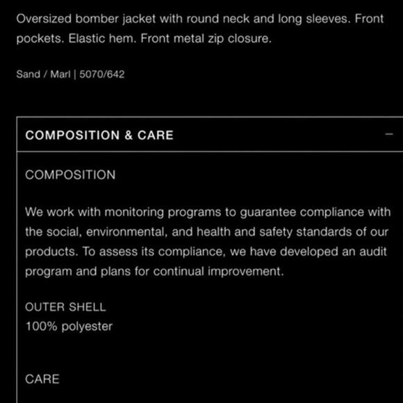 Zara OVERSIZED BOUCLE Bomber SAND Sz M-L NEW NWT - Picture 8 of 8